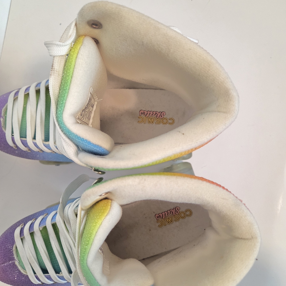 Cosmic Rainbow Pride Disco Retro Skates MultiColor Rhinestone Roller Skate sz13 - Picture 13 of 16